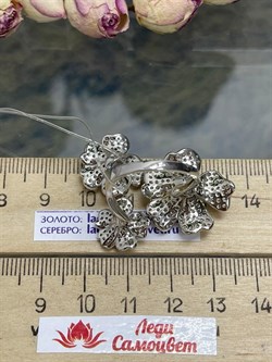 *Кольцо р.19 Васильки Белый Фианит Микро Вставки арт. CZ-R00858-X-W-W-X-W-619 вес 8,3 г - фото 270588 *Кольцо р.19 Васильки Белый Фианит Микро Вставки арт. CZ-R00858-X-W-W-X-W-619 вес 8,3 г - фото 270588