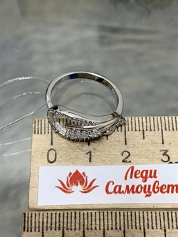 *Кольцо р.18 Белый Фианит арт. MP-RX0053-X-W-X-X-W-978 вес 2,6 г - фото 270601