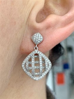 *Серьги Пусеты Белый Фианит Микро Вставки арт. MP-E20670-X-W-X-X-W-916 вес 5,8 г - фото 270796 *Серьги Пусеты Белый Фианит Микро Вставки арт. MP-E20670-X-W-X-X-W-916 вес 5,8 г - фото 270796