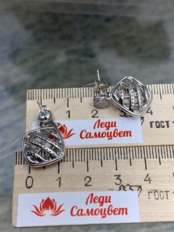 *Серьги Пусеты Белый Фианит Микро Вставки арт. MP-E20670-X-W-X-X-W-916 вес 5,8 г - фото 270798 *Серьги Пусеты Белый Фианит Микро Вставки арт. MP-E20670-X-W-X-X-W-916 вес 5,8 г - фото 270798