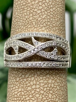 *Кольцо р.18 Белый Фианит Микро Вставки арт. MP-R90009-X-W-X-X-W-929 вес 5,2 г - фото 270907