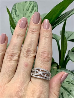 *Кольцо р.18 Белый Фианит Микро Вставки арт. MP-R90009-X-W-X-X-W-929 вес 5,2 г - фото 270908