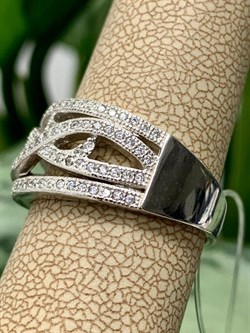 *Кольцо р.18 Белый Фианит Микро Вставки арт. MP-R90009-X-W-X-X-W-929 вес 5,2 г - фото 270909