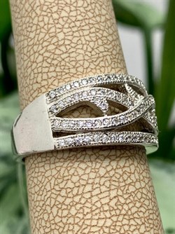 *Кольцо р.18 Белый Фианит Микро Вставки арт. MP-R90009-X-W-X-X-W-929 вес 5,2 г - фото 270910