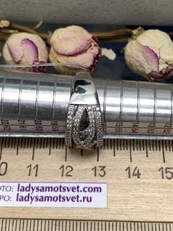 *Кольцо р.18 Белый Фианит Микро Вставки арт. MP-R90009-X-W-X-X-W-929 вес 5,2 г - фото 270913