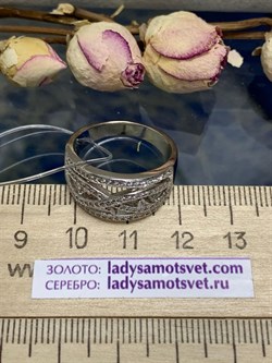 *Кольцо р.18 Белый Фианит Микро Вставки арт. MP-R90009-X-W-X-X-W-929 вес 5,2 г - фото 270915