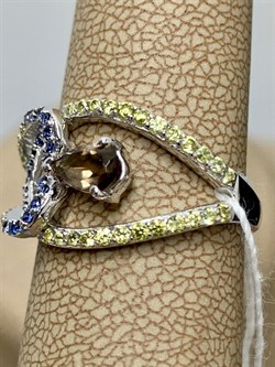 *Кольцо р.16,5 Микс Дымчатый Кварц Иолит Перидот арт. AS-R00463-X-W-BR-X-Y-740 вес 2,8 г - фото 270946 *Кольцо р.16,5 Микс Дымчатый Кварц Иолит Перидот арт. AS-R00463-X-W-BR-X-Y-740 вес 2,8 г - фото 270946