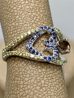 *Кольцо р.16,5 Микс Дымчатый Кварц Иолит Перидот арт. AS-R00463-X-W-BR-X-Y-740 вес 2,8 г - фото 270947 *Кольцо р.16,5 Микс Дымчатый Кварц Иолит Перидот арт. AS-R00463-X-W-BR-X-Y-740 вес 2,8 г - фото 270947