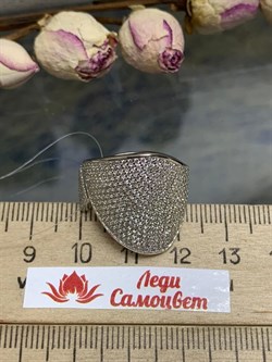 *Кольцо р.21,5 Белый Фианит Микро Вставки арт. MP-R00979-X-W-X-X-W-290 вес 6,5 г - фото 271065