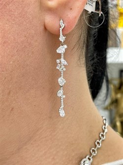 *Серьги Веточки Белый Фианит арт. CZ-E00994-X-W-W-X-W-875 вес 6,5 г - фото 271102