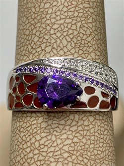 *Кольцо р.19 Микс Аметист синт Эмаль арт. CZ-R896-3-X-W-DA-BR-M2-885 вес 5,1 г - фото 271114
