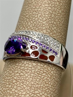 *Кольцо р.19 Микс Аметист синт Эмаль арт. CZ-R896-3-X-W-DA-BR-M2-885 вес 5,1 г - фото 271116
