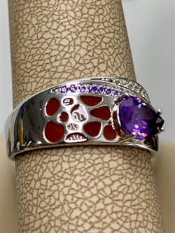 *Кольцо р.19 Микс Аметист синт Эмаль арт. CZ-R896-3-X-W-DA-BR-M2-885 вес 5,1 г - фото 271117