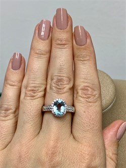 *Кольцо р.17,5 иск Голубой Топаз арт. AS-R00080-X-W-BU-X-W-553 вес 3,97 г - фото 271196
