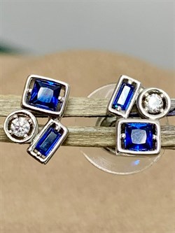 *Серьги Калейдоскоп Пусеты Шпинель синт арт. CZ-E02924-X-W-X-X-M1-895 вес 1,7 г - фото 271257