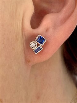 *Серьги Калейдоскоп Пусеты Шпинель синт арт. CZ-E02924-X-W-X-X-M1-895 вес 1,7 г - фото 271258