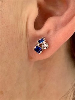 *Серьги Калейдоскоп Пусеты Шпинель синт арт. CZ-E02924-X-W-X-X-M1-895 вес 1,7 г - фото 271259