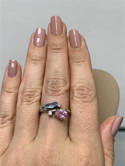 *Кольцо р.17,5 Фианит Микс арт. AS-R01063-X-W-Pin-X-W-443 вес 3,6 г - фото 271340