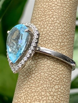 *Кольцо р.16,5 Голубой Топаз арт. AS-R11077-X-W-BU-X-W вес 3,3 г - фото 271403