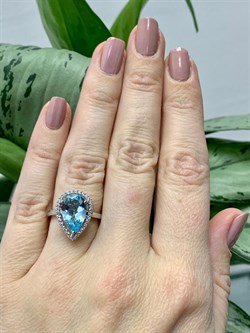 *Кольцо р.16,5 Голубой Топаз арт. AS-R11077-X-W-BU-X-W вес 3,3 г - фото 271404