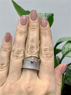 *Кольцо р.17,5 Белый Фианит Микро Вставки арт. MP-R01332-X-W-W-X-W-229 вес 6,8 г - фото 271411