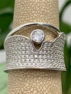 *Кольцо р.17,5 Белый Фианит Микро Вставки арт. MP-R01332-X-W-W-X-W-229 вес 6,8 г - фото 271414