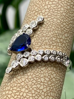 *Кольцо р.18 Синий Фианит арт. CZ-R02128-X-W-SAP-X-W-689 вес  2,7 г - фото 271443