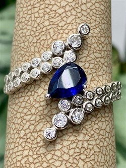 *Кольцо р.18 Синий Фианит арт. CZ-R02128-X-W-SAP-X-W-689 вес  2,7 г - фото 271445