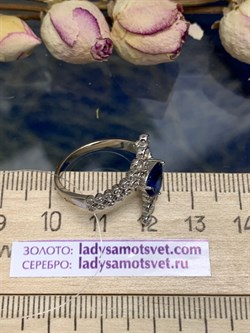 *Кольцо р.18 Синий Фианит арт. CZ-R02128-X-W-SAP-X-W-689 вес  2,7 г - фото 271447