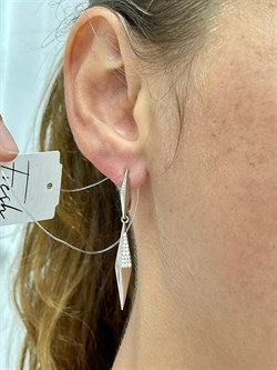 *Серьги Зубчики Белый Фианит арт. MP-E01552-X-W-X-X-W-705 вес 3,9 г - фото 271473