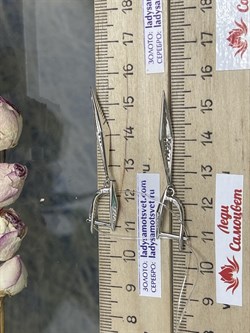 *Серьги Зубчики Белый Фианит арт. MP-E01552-X-W-X-X-W-705 вес 3,9 г - фото 271478