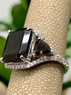 *Кольцо р.16 Дымчатый Кварц арт. CZ-R11076-X-W-BR-X-W вес 4 г - фото 271481 *Кольцо р.16 Дымчатый Кварц арт. CZ-R11076-X-W-BR-X-W вес 4 г - фото 271481