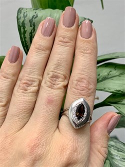 *Кольцо р.18 Дымчатый Кварц арт. CZ-R00009-X-W-BR-X-W-093 вес 2,9 г - фото 272141