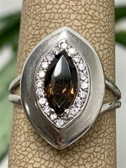 *Кольцо р.17,5 Дымчатый Кварц арт. CZ-R00009-X-W-BR-X-W-086 вес 2,9 г - фото 272157