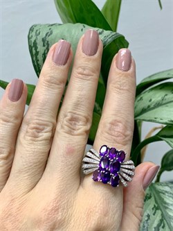 *Кольцо р.18 Аметист арт. OF-R11043-X-W-AM-X-W вес 7,8 г - фото 272174
