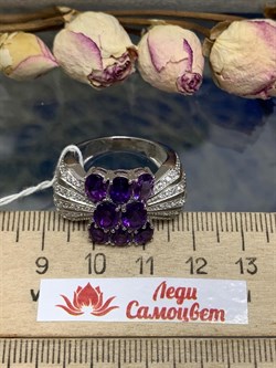 *Кольцо р.18 Аметист арт. OF-R11043-X-W-AM-X-W вес 7,8 г - фото 272177