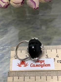 *Кольцо р.16,5 Черный Агат Оникс арт. NS-R00028-X-W-B-X-X-509 вес 8 г - фото 272210