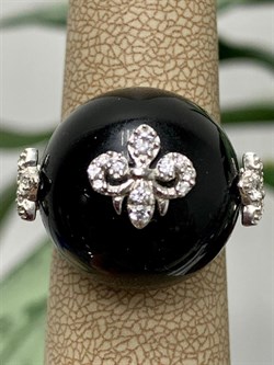 *Кольцо р.16,5 Черный Агат Оникс арт. NS-R00028-X-W-B-X-X-509 вес 8 г - фото 272213