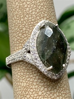 *Кольцо р.18 Фасетный Изумруд арт. OF-R12272-X-W-Gg-X-W-281 вес 4,6 г - фото 272230