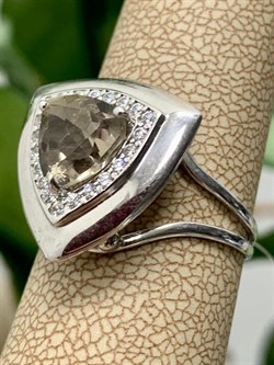 *Кольцо р.17 Дымчатый Кварц арт. CZ-R00005-X-W-BR-X-W-130 вес 3 г - фото 272342
