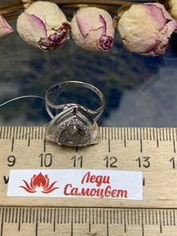 *Кольцо р.17 Дымчатый Кварц арт. CZ-R00005-X-W-BR-X-W-130 вес 3 г - фото 272347