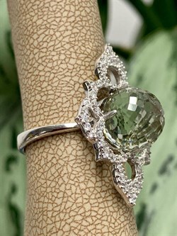 *Кольцо р.17  Празиолит Бразилия арт. AS-R06598-X-W-S-X-W-549 вес 3,9 г - фото 272451
