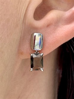 *Серьги Пусеты Ювелирный Кристалл иск Черный Бр. арт. 02-1989/0ЧБК-00-768 вес 3,04 г - фото 272561