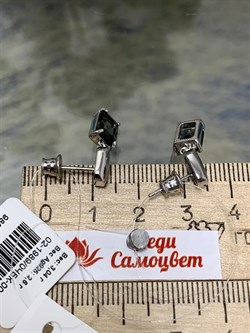 *Серьги Пусеты Ювелирный Кристалл иск Черный Бр. арт. 02-1989/0ЧБК-00-768 вес 3,04 г - фото 272562