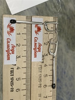 *Серьги Черный Фианит арт. 02-1784/0КЦ1-00-529 вес 4,02 г - фото 272770