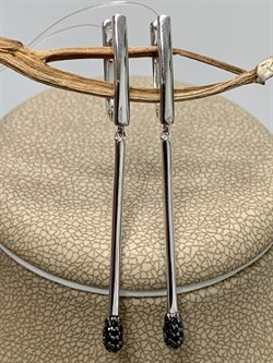 *Серьги Черный Фианит арт. 02-1784/0КЦ1-00-529 вес 4,02 г - фото 272771