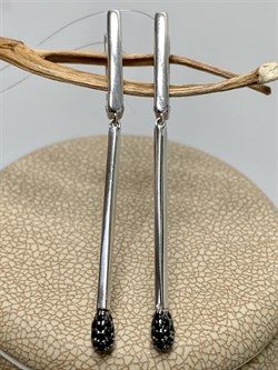 *Серьги Черный Фианит арт. 02-1784/0КЦ1-00-529 вес 4,02 г - фото 272774