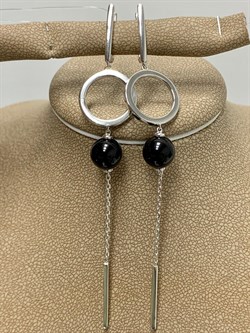 *Серьги Черный Оникс арт. 02-3014/00ОН-00-580 вес 7,1 г - фото 272819