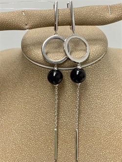 *Серьги Черный Оникс арт. 02-3014/00ОН-00-580 вес 7,1 г - фото 272820