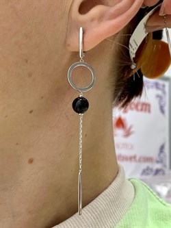 *Серьги Черный Оникс арт. 02-3014/00ОН-00-580 вес 7,1 г - фото 272821